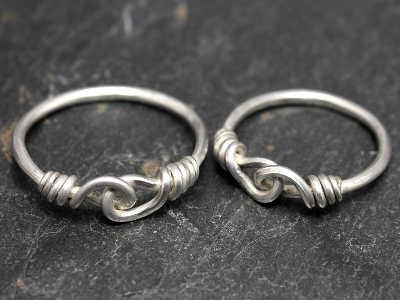 Sterling silver knotted wedding bands