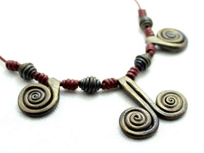 Iron and leather Spiral necklace